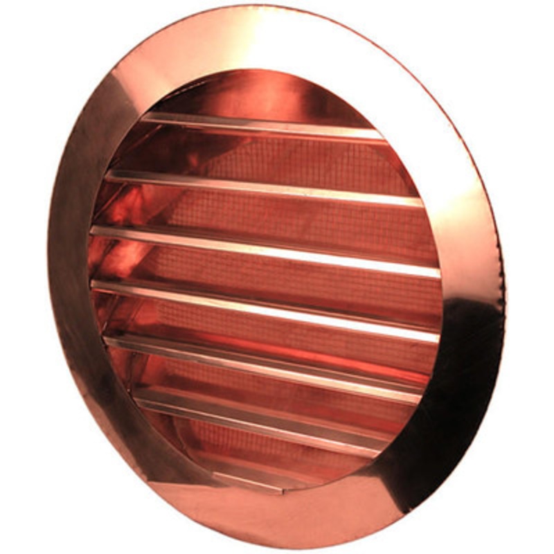 12in Copper Round Louvered Gable Wall Vent Flush Mount