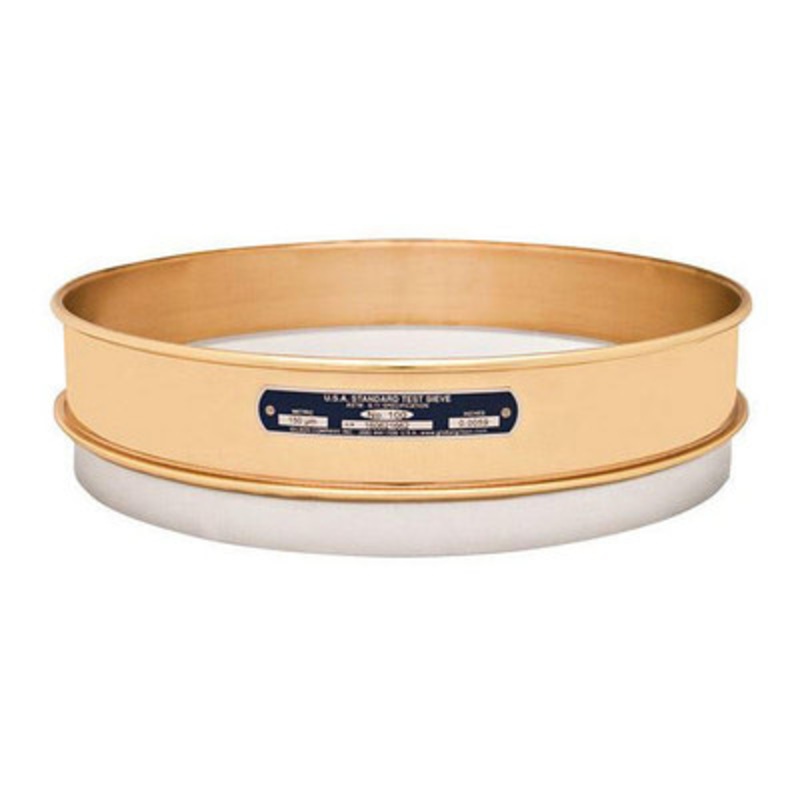 12in Sieve with Backing Cloth, Brass/Stainless, IH, #500