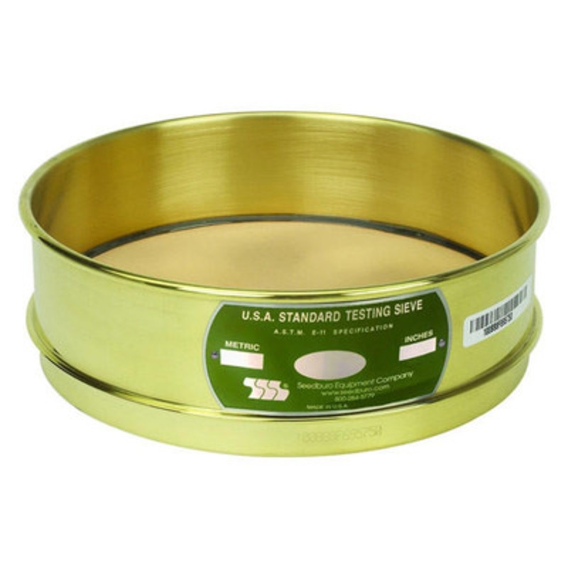Seedburo 8in Testing Sieve, All Brass, Full Height, 35 Mesh