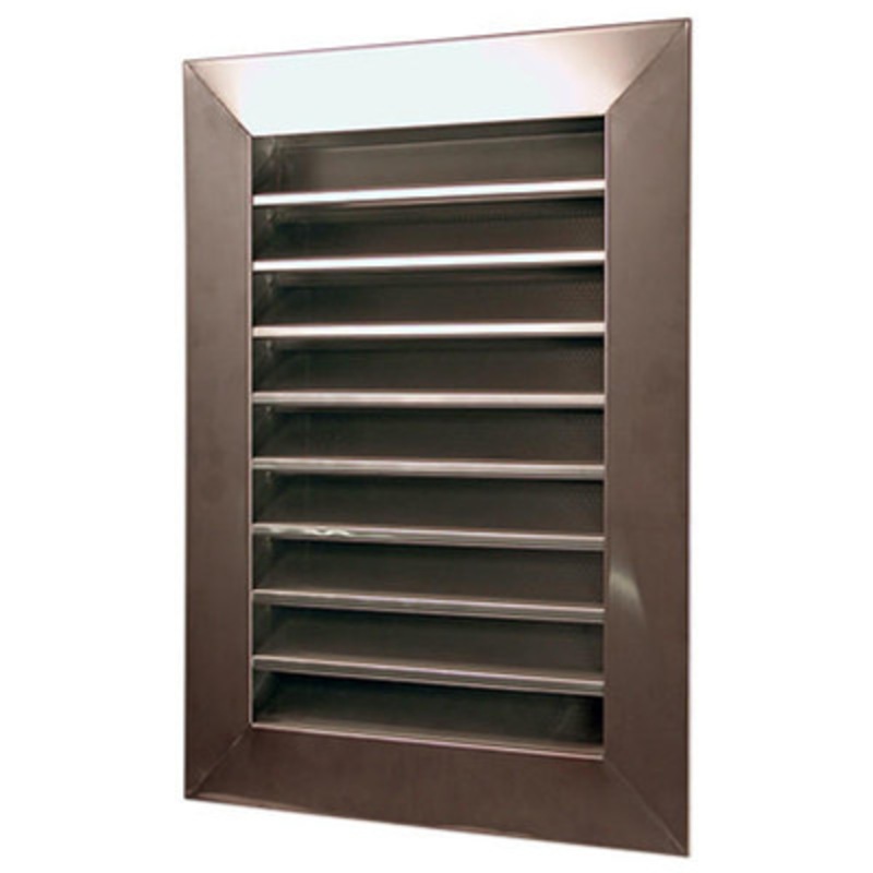 SS Louvered Gable End Vent Stucco Mount, W12in x H18in